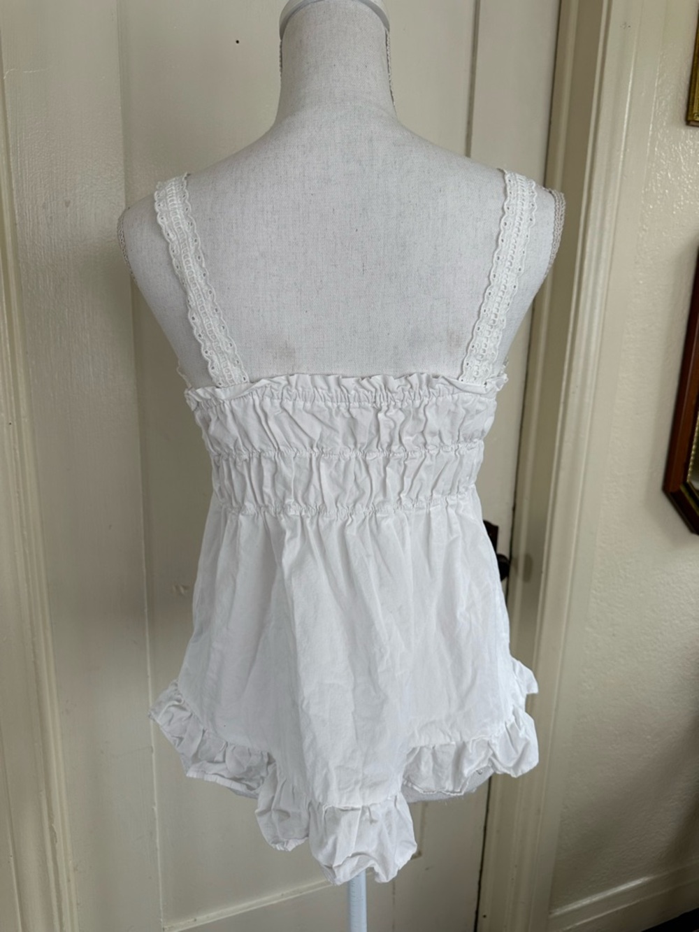 White Eyelet Button-Front Ruffle Camisole - Picture 5 of 5